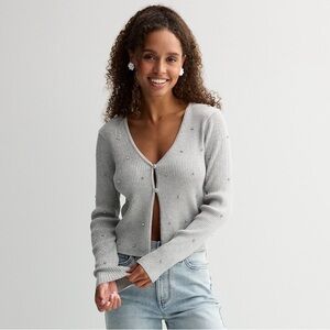 Juniors’ Madden Girl Gray Cardigan Sweater